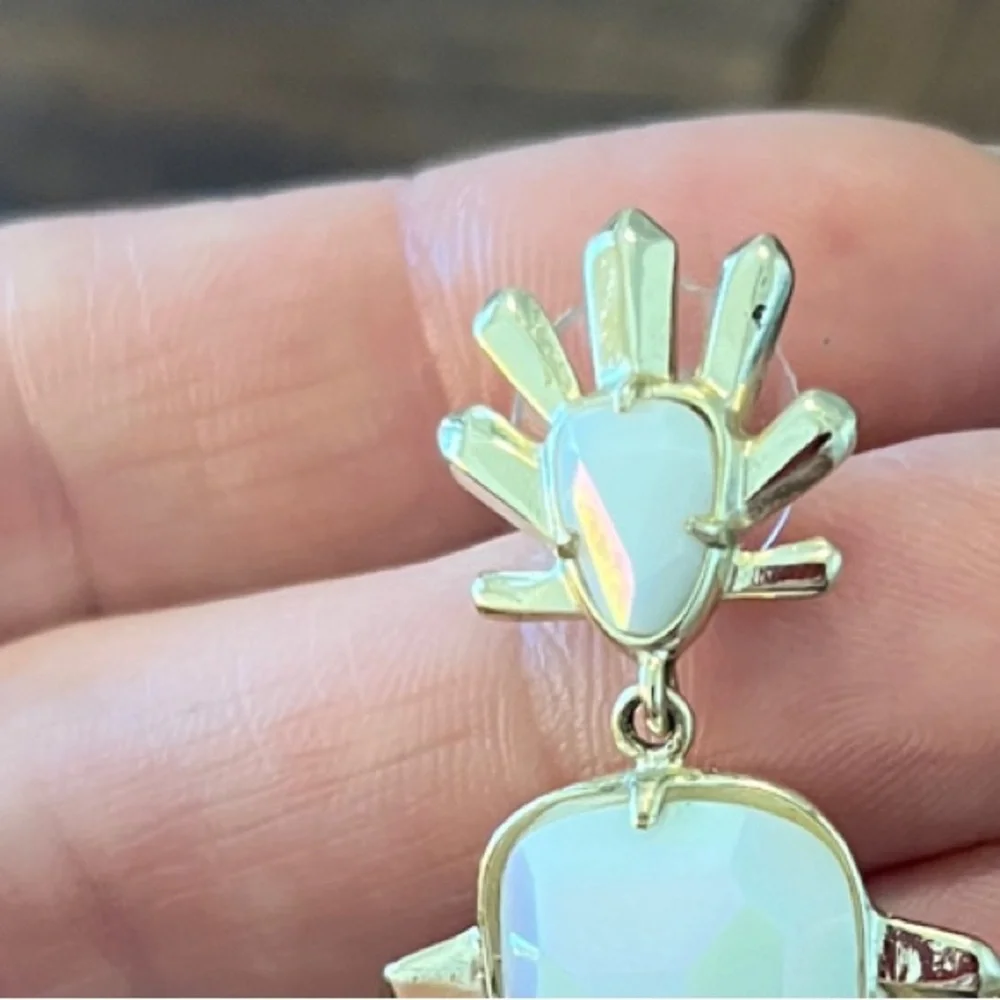 Kendra Scott Vintage Gold and Iridescent “Avant Garden” Earrings - Picture 10 of 10